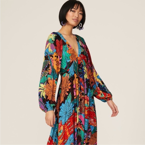 FARM Rio Black Cool Leopards Maxi Dress Large NWT - Picture 4 of 16